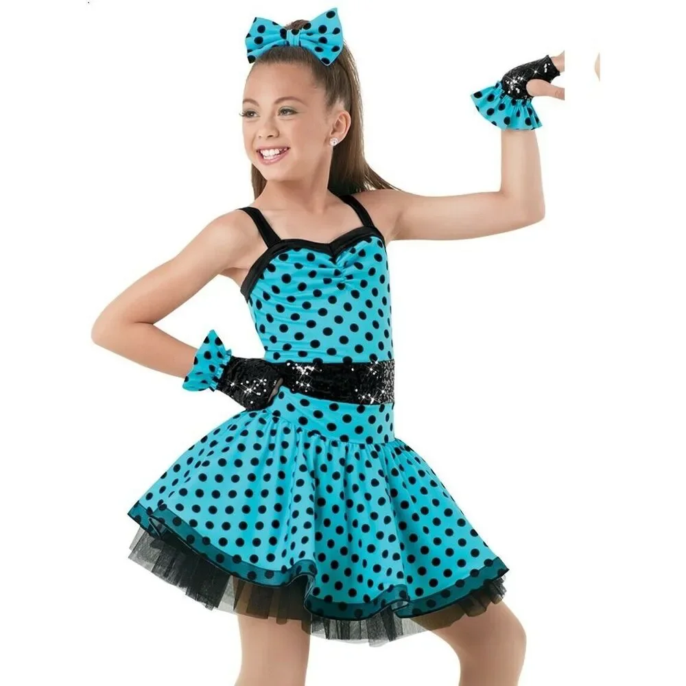 Pre-Owned Dance Costume Weissman 9700 XL Child Turquoise Tap Sequin